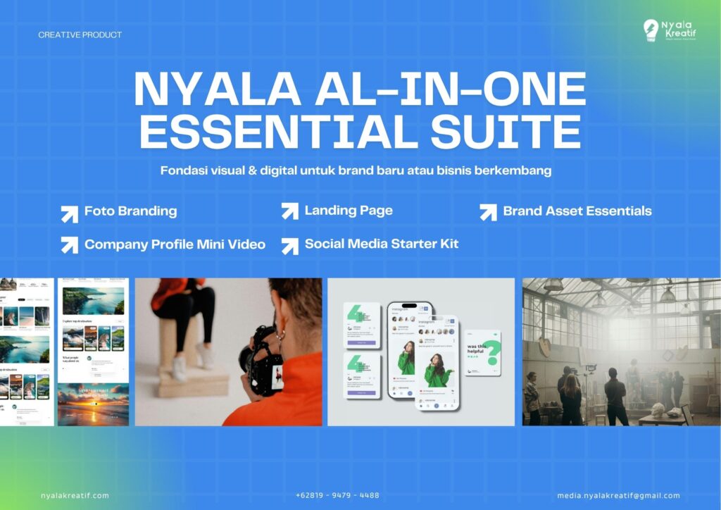 NYALA ALL-IN-ONE (ESSENTIAL SUITE) - Fondasi visual & digital untuk brand baru atau bisnis berkembang